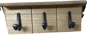 Panel Style Wood Coat Rack Hat Cap Shelf 3 Pegs Hooks Keys 14"X5.5" - Picture 1 of 3