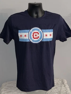 CHICAGO FIRE FC MLS SOCCER BLUE WORDMARK SHORT SLEEVE SHIRT MENS SMALL NWOT - Image 1 of 2
