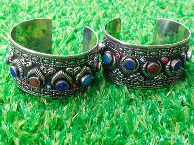 Agate , Lapis & Howlite Tribal Bracelets ( Cuffs ) - Image 1 of 4