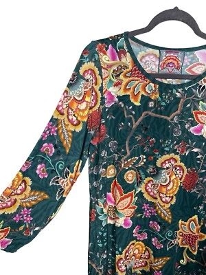 Johnny Was M Medium Orizaba Puff Sleeve Tee T-Shirt Floral Soft Scoop Neck Top - Image 1 of 4
