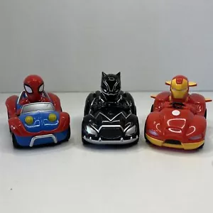 Lot of 3 Marvel Jam’n Pull-Back Cars Iron Man spider man batman 2019 superhero - Picture 1 of 8