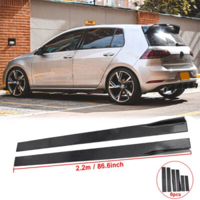 PER VW Golf GTI MK5 MK6 MK7.5 2.2M FLAPS SOTTO MINIGONNE NERO LUCIDO SPLITTER - Immagine 1 di 4