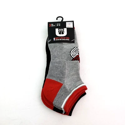 Ultra NBA Portland Trial Blazers Mens Size 6-12 Gray Red Low Cut Socks 3 Pack Foto 1 de 4