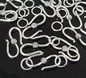 45pcs / 15 sets Antique Silver Pewter S Hook Clasp with Jump Rings 19x10mm - Picture 1 of 3