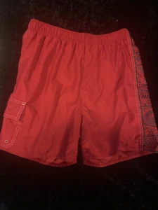 Newport Blue - Red Elastic & Drawstring Waist Size Large Swim Trunks - Picture 1 of 1