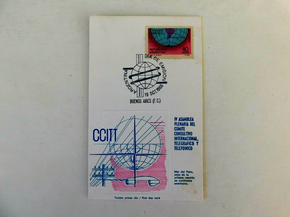 Argentina First Day Card #C113, Telegraph & Telephone Consultative 1968, Fine - Image 1 of 1