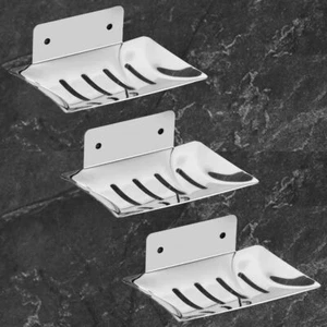 Elegant Stainless Steel Soap Holder Kitchen & Bathroom Silver Color Set Of 3 F39 - Picture 1 of 6