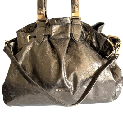 正品 Bally 手提包 2 路皮革日本 0751 — 第 1/4 张图片