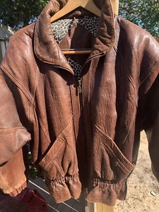 Chaqueta mediana vintage de piel de cordero rústica marrón envejecida para mujer - Imagen 1 de 13