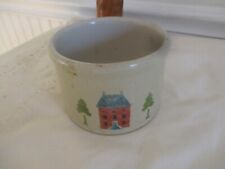 Primitive Vintage Robinson small crock with house and trees.