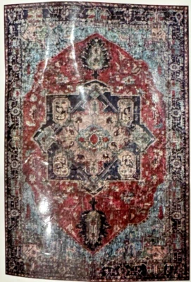 Nueva alfombra oriental Momeni Karachi 2'x3' rojo intenso azul marino turquesa Foto 1 de 4