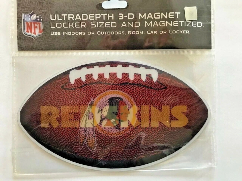 NFL Washington Redskins 3D Oval FOOTBALL Shaped Magnet Locker Fridge School 6" - Image 1 of 1