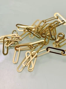 Collana delicata fermacarte pura 18 kt oro moderno minimalista trendy 750 16” 3,3g - Foto 1 di 8