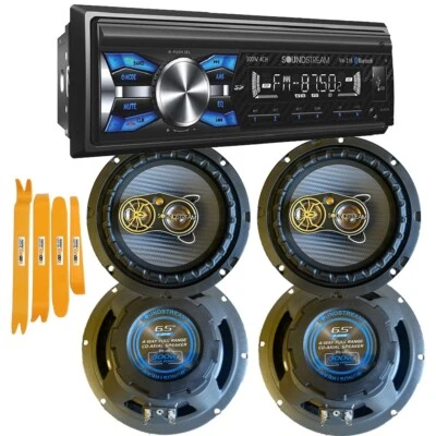 Soundstream Single DIN Car Stereo Receiver & 2 Pair 300W 6.5" Coaxial Speakers - Image 1 of 4
