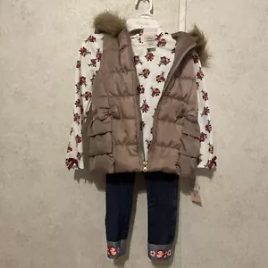 girls set size 6, Puffer Vest, Long Sleeve Tee And Jeans Set. - Picture 1 of 11