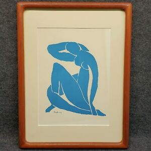 Vintage Henri Matisse Blue Nude Woman Signed Framed Lithograph Print