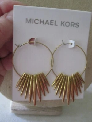 全新带标签 & Defect Michael Kors 时尚部落金色环状耳环/钉片-  — 第 1/4 张图片