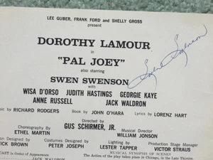 Swen Swenson "Pal Joey" Broadway Autografiado Firmado Antiguo Programa de Teatro E16 - Imagen 1 de 6