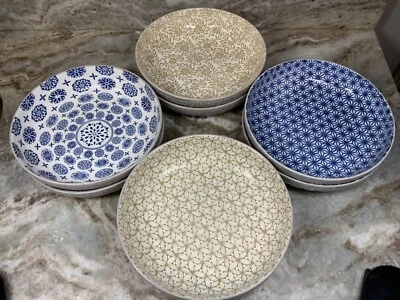 Large Dinner Pasta Bowls. Pretty Blue Or Taupe Designs. You Choose Set Of 2. New - Image 1 of 4