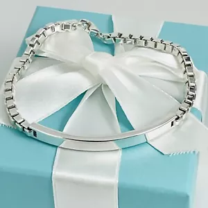 8.5" Tiffany & Co ID Bracelet Venetian Box Links Men's Unisex - Picture 1 of 7