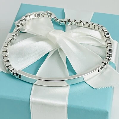 8.5" Tiffany & Co ID Bracelet Venetian Box Links Men's Unisex - Image 1 of 4