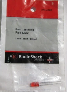 RadioShack 5mm Blinking Red LED 276-0389 New And Sealed - Imagen 1 de 3