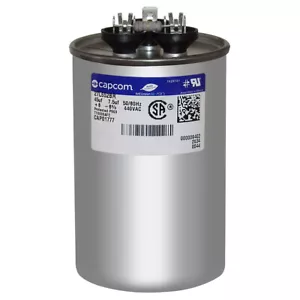 45/7.5 x 440 - Trane/Service First Round Dual Capacitor with Resistor - Picture 1 of 3