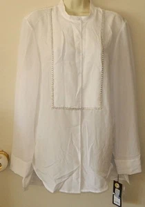 New Women Philip Jim Long sleeve White Casual Work Button Down Shirt Size L - Picture 1 of 5