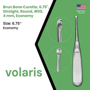 Cureta Brun Bone, 6,75", recta, redonda, #00, 4 mm, económica - Imagen 1 de 5