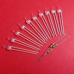 LOT 10 LED CANON BLANC CLAIR ou CHAUD ∅ 2mm 12V + 10 R 1K Ω TRAINS JOUEF ROCO - Bild 1 von 3