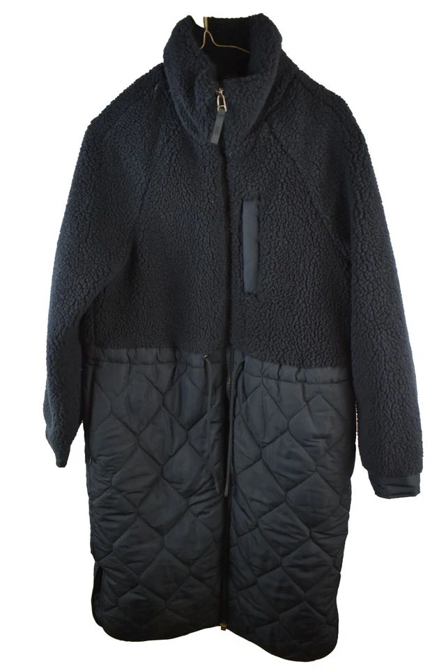 Marks & Spencer Womans Blue Long Parka Jacket Fleece Softshell Size 6 - Image 1 of 4