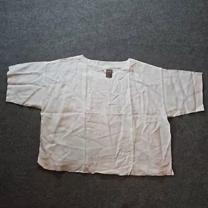 J Jill Top Shirt Womens Size 2X White Linen Short Sleeve Lagenlook Casual Beachy - Picture 1 of 11