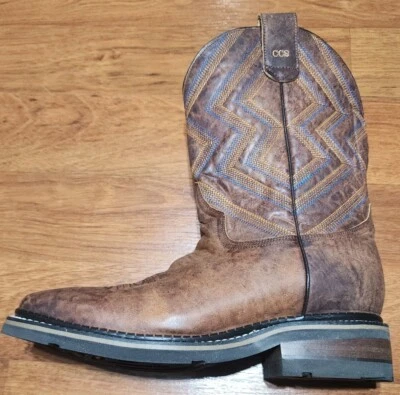 Botas vaqueras Roper Ranch para hombre - puntera cuadrada marrón. Talla 10,5 EE. Transporte cancelado. Foto 1 de 4