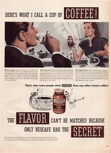 Druckanzeige Nescafe Kaffee 1947 ganze Seite großes Magazin 10,5"x13,5" - Bild 1 von 1