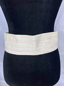 Vintage 80's White Peach Stripe Belt Anne Klein Hook Closure - Picture 1 of 5