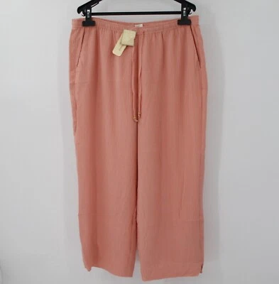 NWT Tommy bahama pants women L travel silk cotton drawstring crop bleached coral - Image 1 of 4