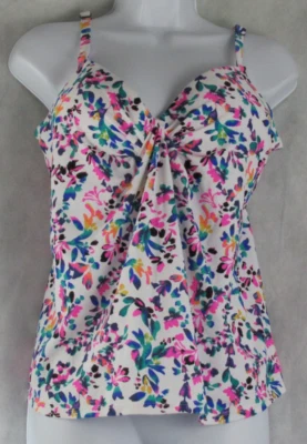 Traje de baño Tankini con aros Island Escape para mujer, multi floral, talla 8 Foto 1 de 2