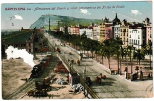 Ansichtskarte Barcelona - Almacenes del Puerto y vista Paseo de Colon - 1914 - Picture 1 of 2