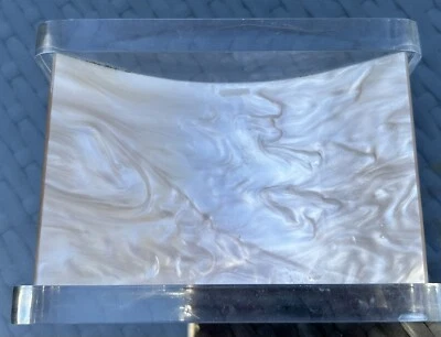 Vintage Chunky Lucite Soap Catchall Dish MCM Pearlized Center 5.5x4 - Image 1 of 4