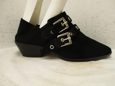 Rebecca Minkoff 黑色麂皮绒皮革尖头懒人鞋女式 8.5 M 码 — 第 1/4 张图片