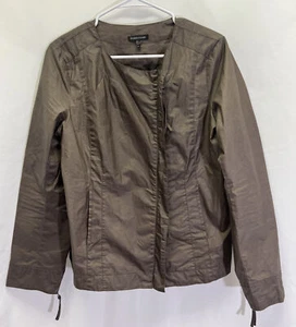 Eileen Fisher szM Brown lightweight Rain Jacket/Windbreaker Full Zip Pockets - Picture 1 of 12