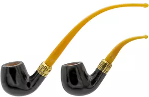 RATTRAY'S THE BAGPIPER GREY YELLOW 9 MM CHURCHWARDEN BRIAR PIPE w. 2 STEMS - Picture 1 of 3