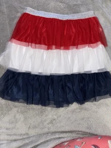 Falda Walmart Celebration Talla 10-12 Rojo Blanco Azul Malla Con Forro Nueva Con Etiquetas - Imagen 1 de 2