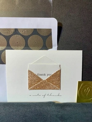 Thank You Card Gorgeous Gold Glitter Mini Envelope Unique - Hallmark! - Image 1 of 3