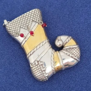 Brighton Silver & Brass Jester Elf Stocking Christmas Ornament - Picture 1 of 7