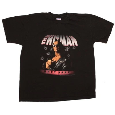 Vintage Bret The Hitman Hart T Shirt size XL Black 1998 WCW Wrestling Tee WWF - Image 1 of 4