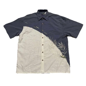 Camisa de campamento polinósica bordada pájaro del paraíso Bamboo Cay talla pequeña - Imagen 1 de 7