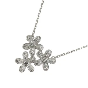 Van Cleef Arpels Socrate 3 Flower Diamond Necklace 18K WG 750 90298516 - Picture 1 of 6