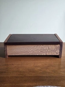 Vintage Two Tone Wooden Reuge Music Jewelry Box Lovely Hula Hands 10" x 5.75" - Picture 1 of 17