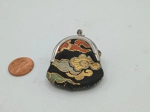70er Jahre bestickte Damen Kleingeld Geldbörse Vintage selten - extra klein Made in Japan - Bild 1 von 7